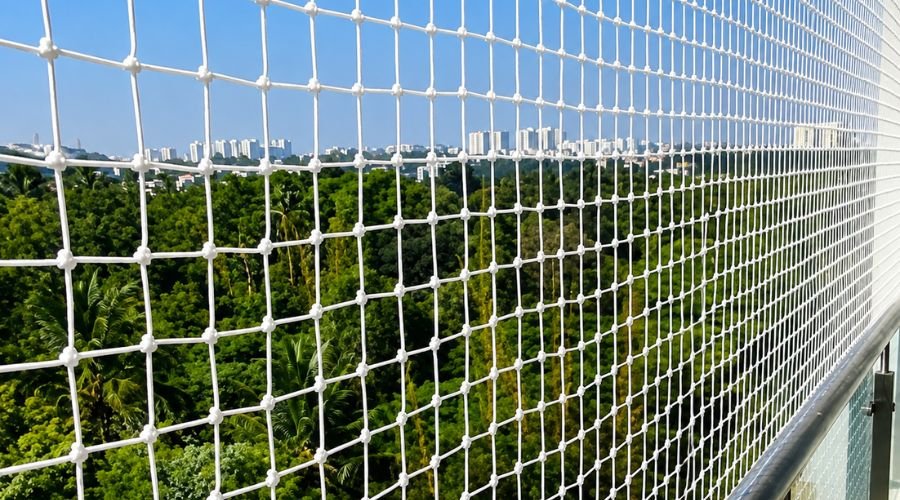 Close-up of durable Anti Bird Net mesh by Hasini Safety Nets Chennai