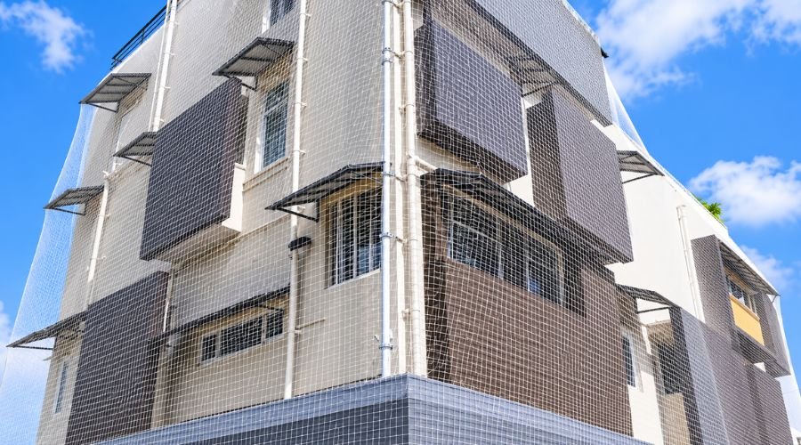 Close-up view of high-quality building safety net material used by ENB Enterprises in Chennai