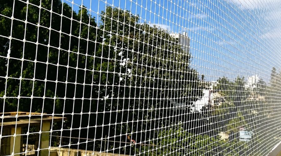 Pigeon netting solution for apartment balcony in Chennai installed by Hasini Safety Nets